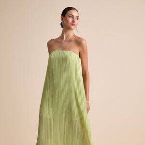 Lulus Yamuna Light Green Pleated Strapless Maxi Dress - Size M